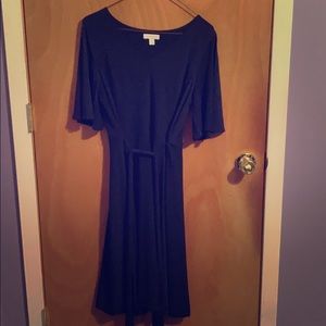 Short sleeve navy long dress